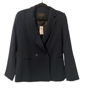 NWT Women’s 4 Banana Republic Navy Double Breasted Cotton Blend Blazer